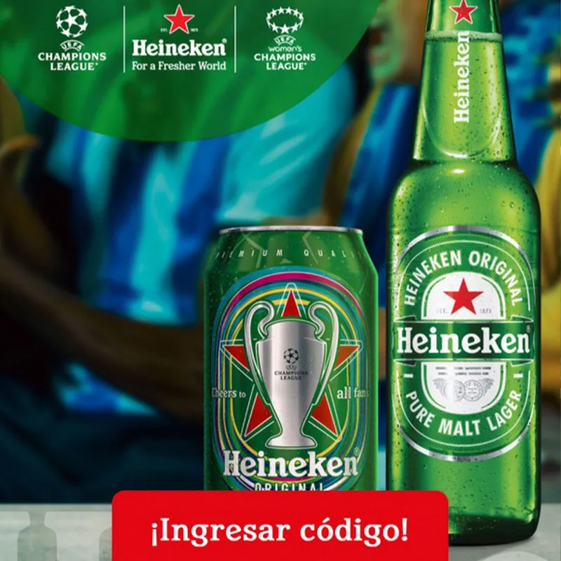Landing de la campaña de códigos promocionales de Heineken